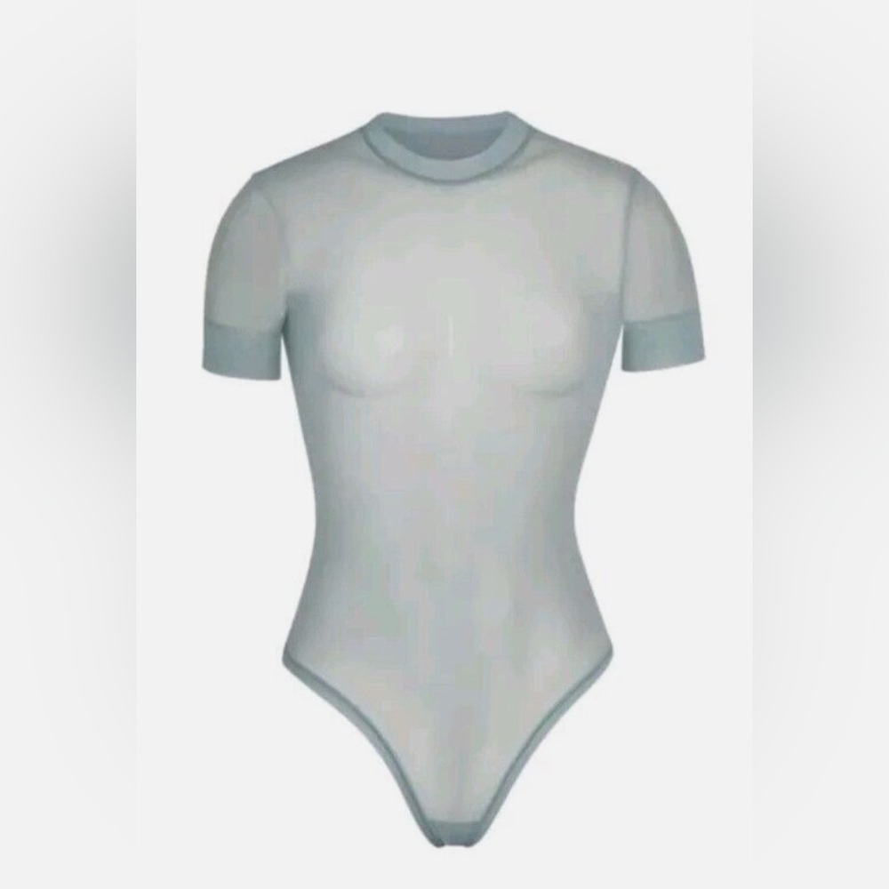 Skims jelly sheer bodysuit,Sky blue XXS.Stretchy fits me and i wear size small
